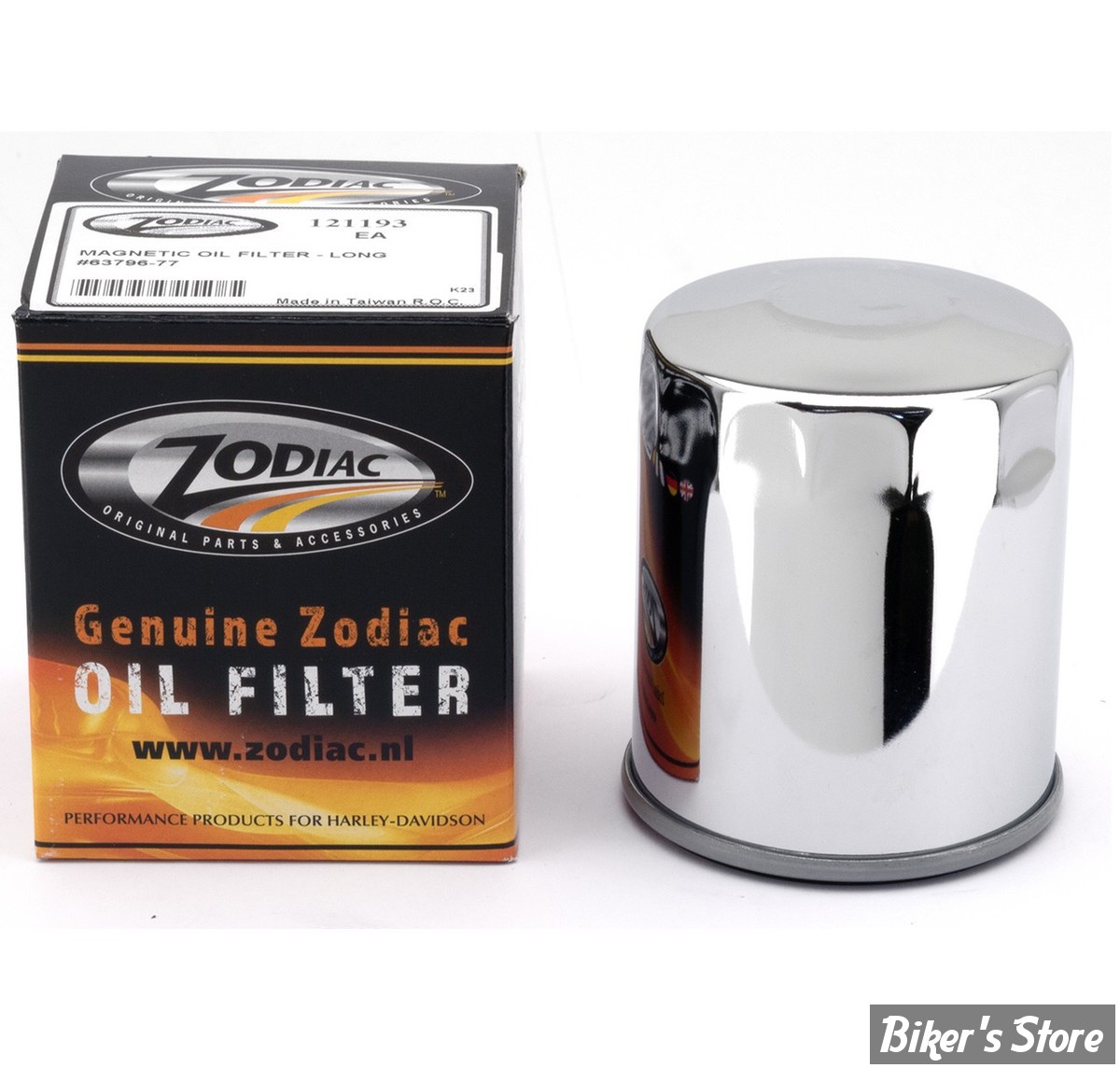 FILTRE A HUILE - SPORSTER EVOLUTION 86/22 / XR1200 08/13 - ZODIAC - TYPE : MAGNETIQUE - CHROME  - LONG - 63796-77A ET 63805-80A 