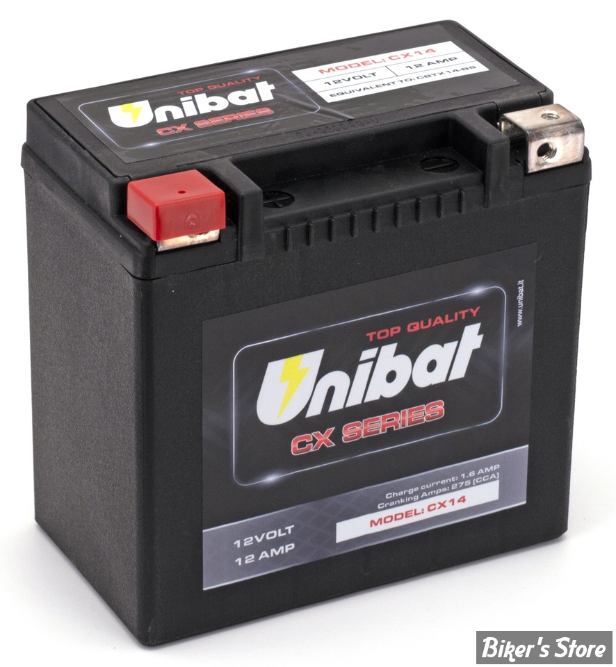 BATTERIE - 65948-00 - UNIBAT - Unibat AGM CX14 (OEM 65948-00) 275CCA, 12AH