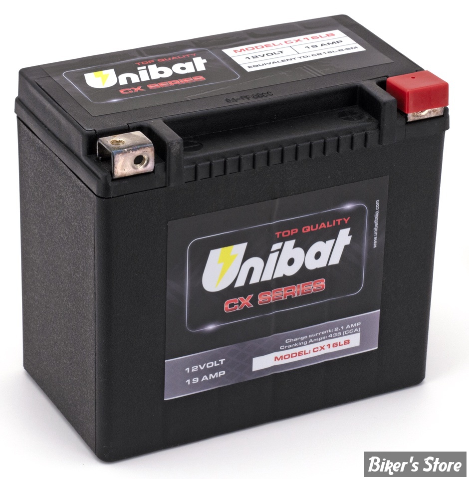 BATTERIE - 65989-90B  / 66000211 - Unibat AGM CX16LB (OEM 65989-90B), 435CCA, 19AH W=10cm
