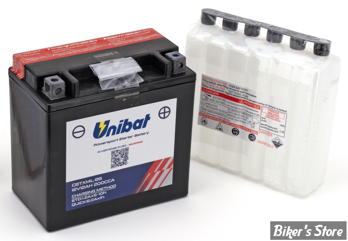 BATTERIE - 65958-04 - Batterie CBTX14L-BS avec 200CCA, 12Ah, L=15cm H=14.5cm, W=8.7cm