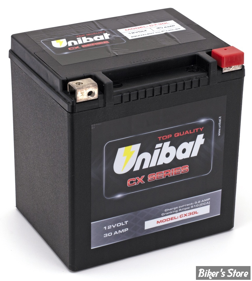 BATTERIE - 66010-97 A/B/C - Unibat AGM CX30L (OEM 66010-97B), 510CCA, 30AH