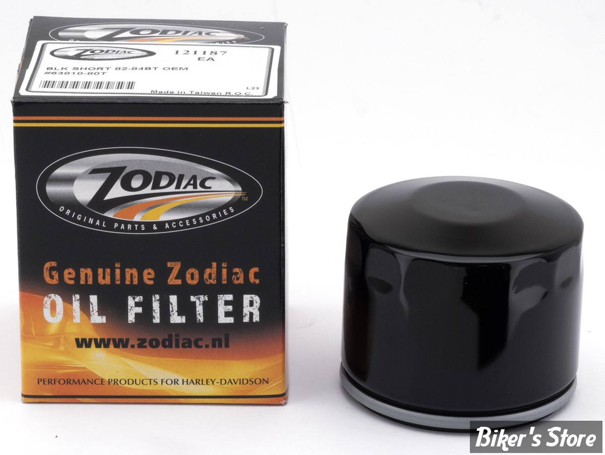 FILTRE A HUILE - SPORTSTER 80/84 ET FL/FX 82/84 - ZODIAC - TYPE : STOCK 30 MICRONS - 63782-80 ET 63810-80A - NOIR - LA PIÈCE