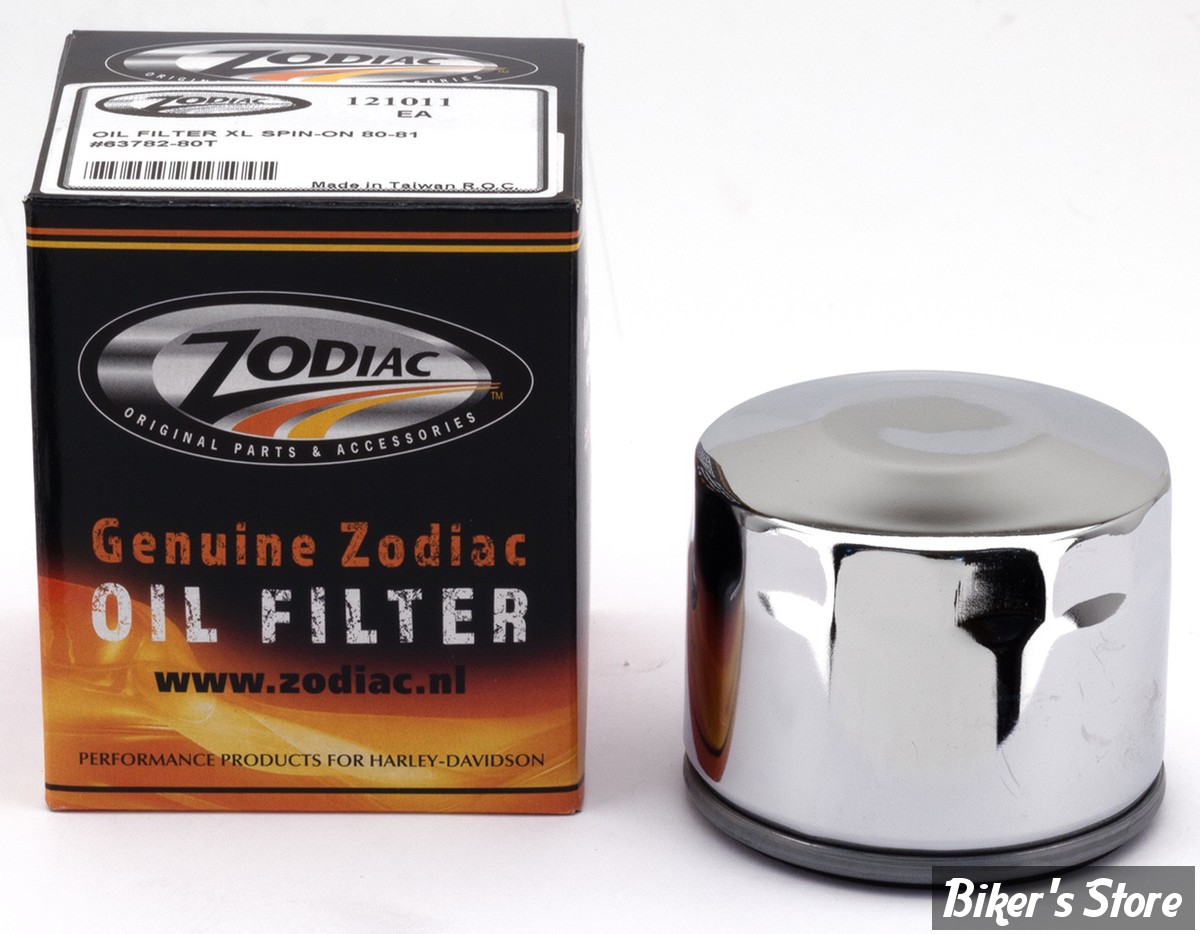 FILTRE A HUILE - SPORTSTER 80/84 ET FL/FX 82/84 - ZODIAC - TYPE : STOCK 30 MICRONS - 63782-80 ET 63810-80A - CHROME - LA PIÈCE