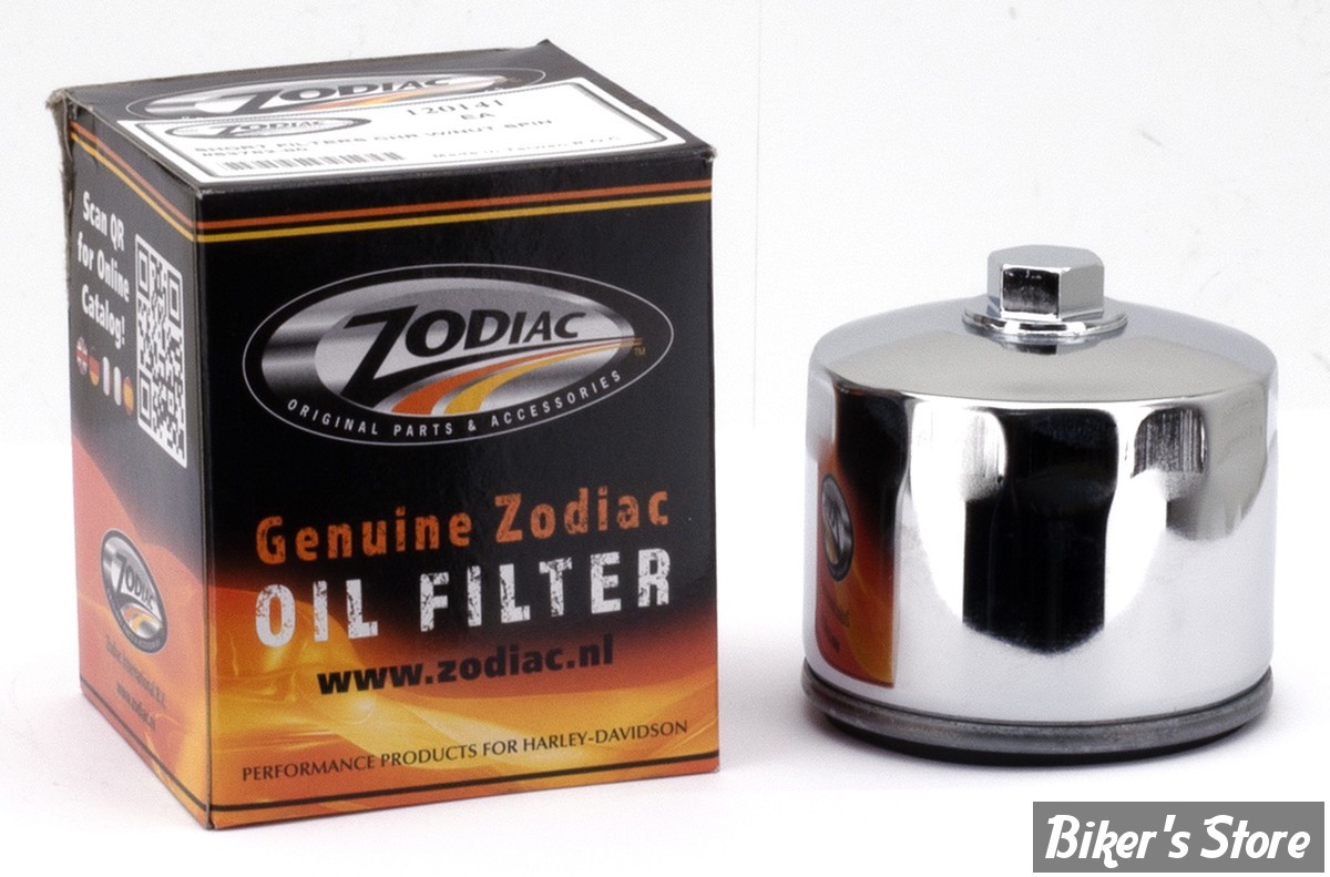 FILTRE A HUILE - SPORTSTER 80/84 ET FL/FX 82/84 - ZODIAC - TYPE : STOCK 30 MICRONS - 63782-80 ET 63810-80A - CHROME AVEC ECROU - LA PIÈCE