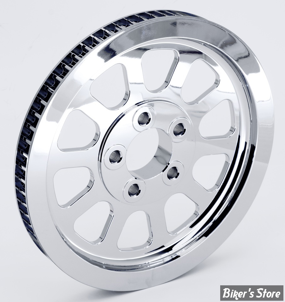 - 66 DENTS / 20MM - POULIE ARRIÈRE - OEM 37711-07 / 37710-07 - SOFTAIL 2007 - CUSTOM TYPE - DESIGNER - ZODIAC - CHROME
