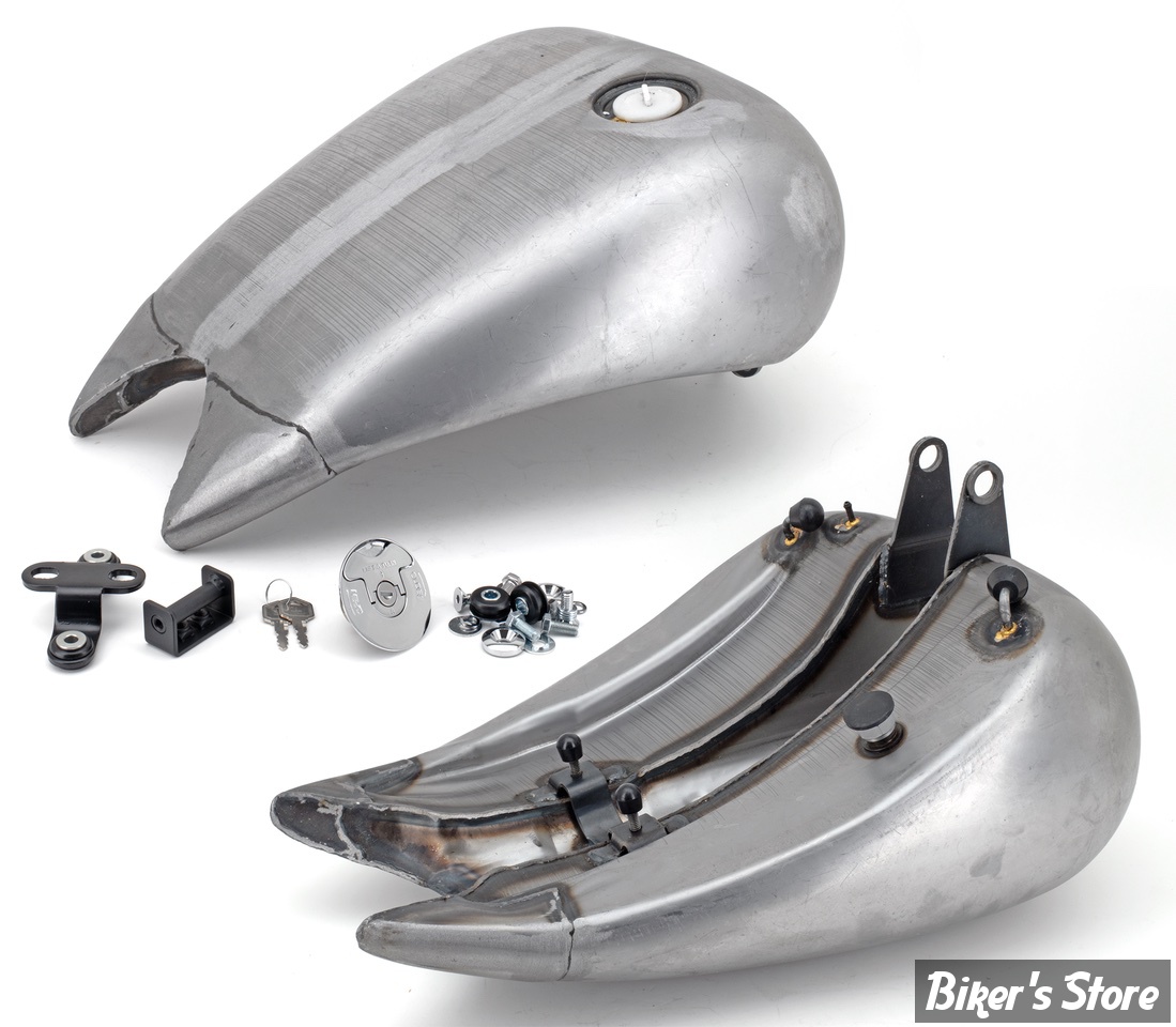 RESERVOIR D'ESSENCE - 4.2 GALLONS - SOFTAIL 1984/1999 - ALLONGÉ DE 4" / EN UNE PARTIE - CAPACITE : 4.2 GALLONS - BOUCHONS 1/4 DE TOUR AFFLEURANT UNIQUE