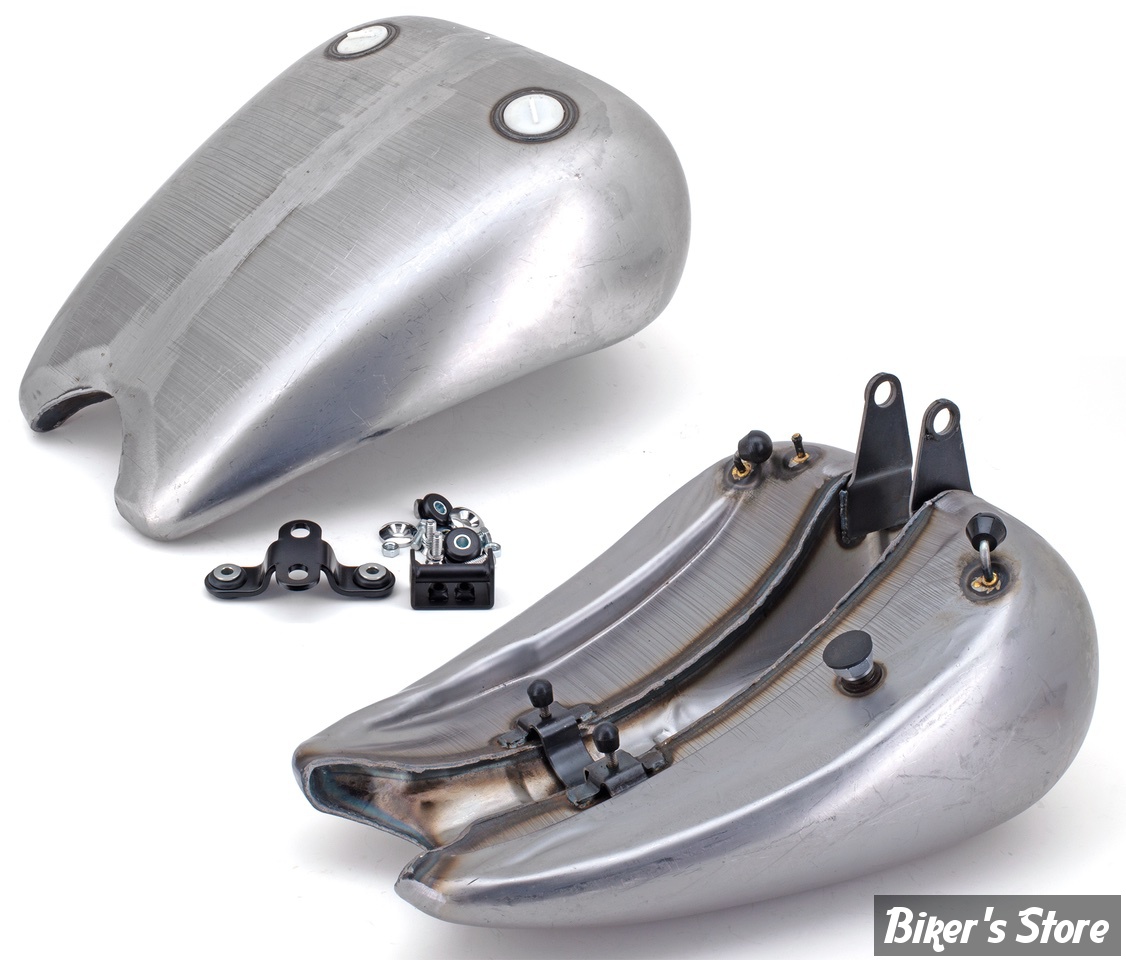 RESERVOIR D'ESSENCE - 4.2 GALLONS - SOFTAIL 1984/1999 - ALLONGÉ DE 2" / EN UNE PARTIE - CAPACITE : 4.2 GALLONS - BOUCHONS A VIS DOUBLE