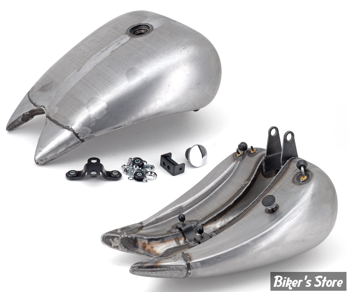 RESERVOIR D'ESSENCE - 4.2 GALLONS - SOFTAIL 1984/1999 - ALLONGÉ DE 4" / EN UNE PARTIE - CAPACITE : 4.2 GALLONS - BOUCHONS POP UP CHROME