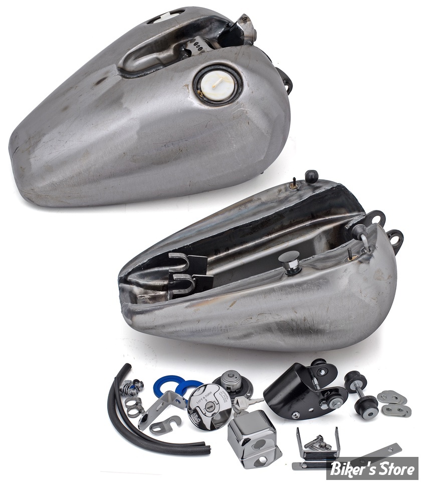 RESERVOIR D'ESSENCE - 3.3 GALLONS / 12.50 LITRES - SPORTSTER 82/03 - OEM 00000-00 - FAT-BOB - BOUCHONS 1/4 DE TOUR AFFLEURANT