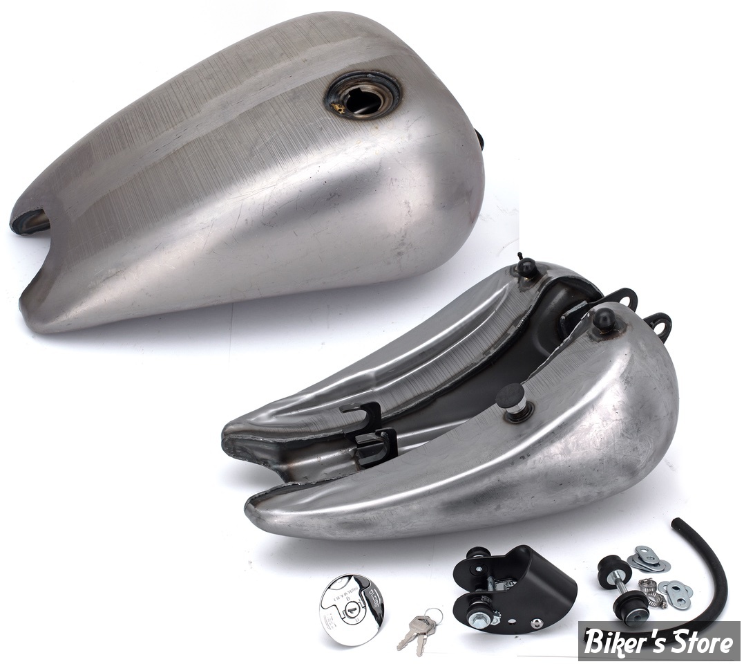 RESERVOIR D'ESSENCE - 4.0 GALLONS / 15.10 LITRES - SPORTSTER 82/03 - OEM 00000-00 - SPORT-BOB RALLONGE DE 2" - BOUCHON 1/4 DE TOUR AFFLEURANT UNIQUE