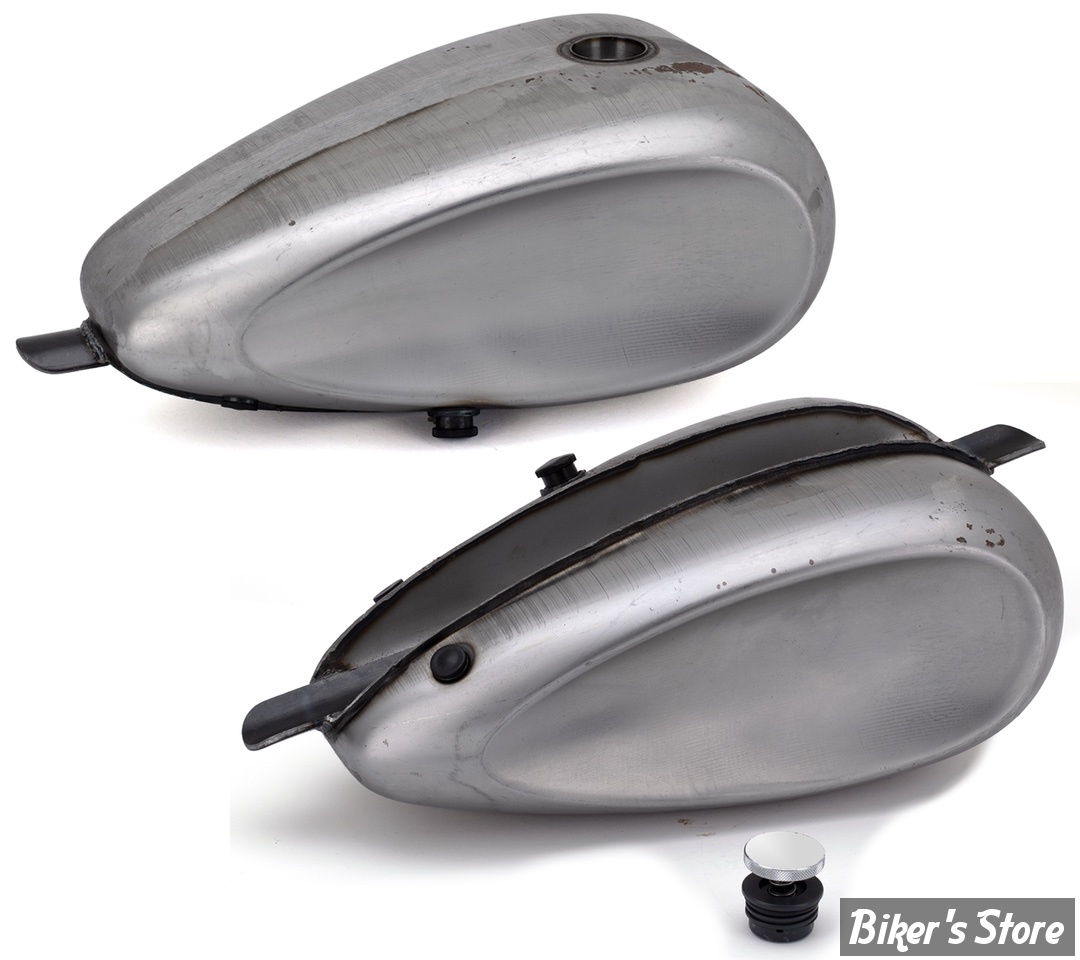 RESERVOIR TYPE MUSTANG - 3.1 GALLONS / 11.50 LITRES - RESERVOIR MUSTANG LAREDO - DISHED - Avec bouchon central avec bouchon d'essence chromé de style pop-up