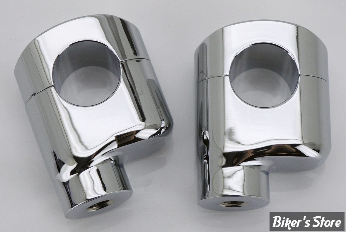 RISERS KUSTOM TECH - HAUTEUR : 57MM / 2 1/4" - RISERS AVEC DÉPORT 12 MM - ZODIAC - CHROME