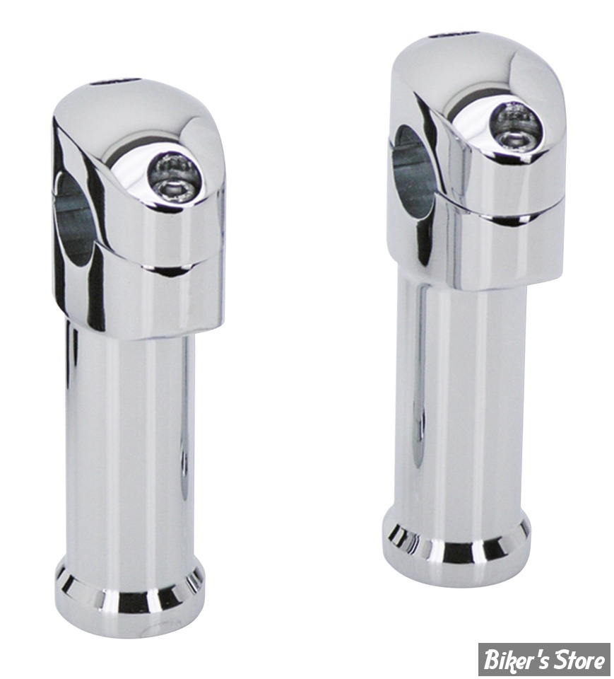 RISERS ZODIAC - HAUTEUR :  127MM - RISERS ZODIAC 2 PARTIES - RISERS POUR GROS GUIDONS - LISSE - HAUTEUR : 5" (12.5CM) - CHROME