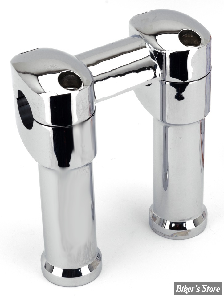 RISERS ZODIAC - HAUTEUR :  127MM - RISERS ZODIAC 1 PARTIE - RISERS POUR GROS GUIDONS - LISSE - HAUTEUR : 5" (12.5CM) - CHROME