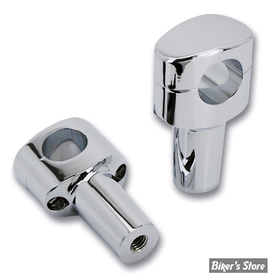 RISERS ZODIAC / FUSION II - HAUTEUR :  76MM - RISERS ZODIAC - FUSION II FAT BAR TETE OVAL  - LISSE - HAUTEUR : 3" (7.5CM) - CHROME