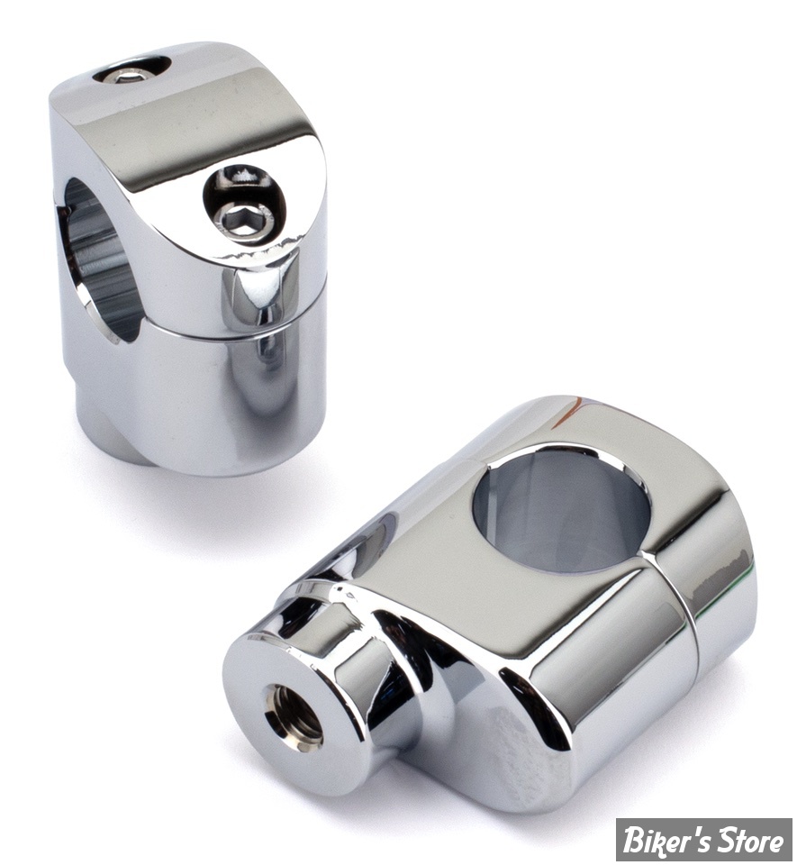 RISERS POUR GUIDON DE Ø 32MM / 1"1/4 - HAUTEUR : 57MM / 2 1/4" - RISERS AVEC DÉPORT 12 MM - ZODIAC - ALUMINIUM - CHROME