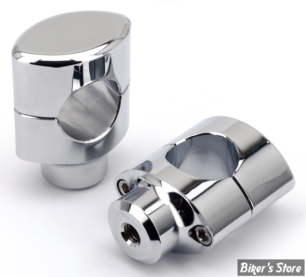 RISERS POUR GUIDON DE Ø 38MM / 1" 1/2 - HAUTEUR : 43MM / 1"67 - RISERS INFINITY - ZODIAC - CHROME