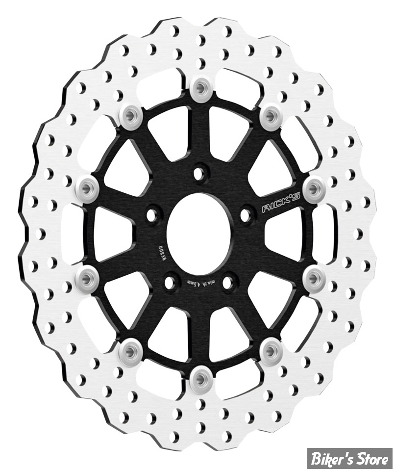 ECLATE DF - PIECE N° 01 - DISQUE AVANT 11.5"  FLOTTANT - OEM 44156-00 - ALESAGE INTERNE / 56.20MM - RICK'S MOTORCYCLES - WAVE  DESIGN - MODÈLE : STEVE - NOIR