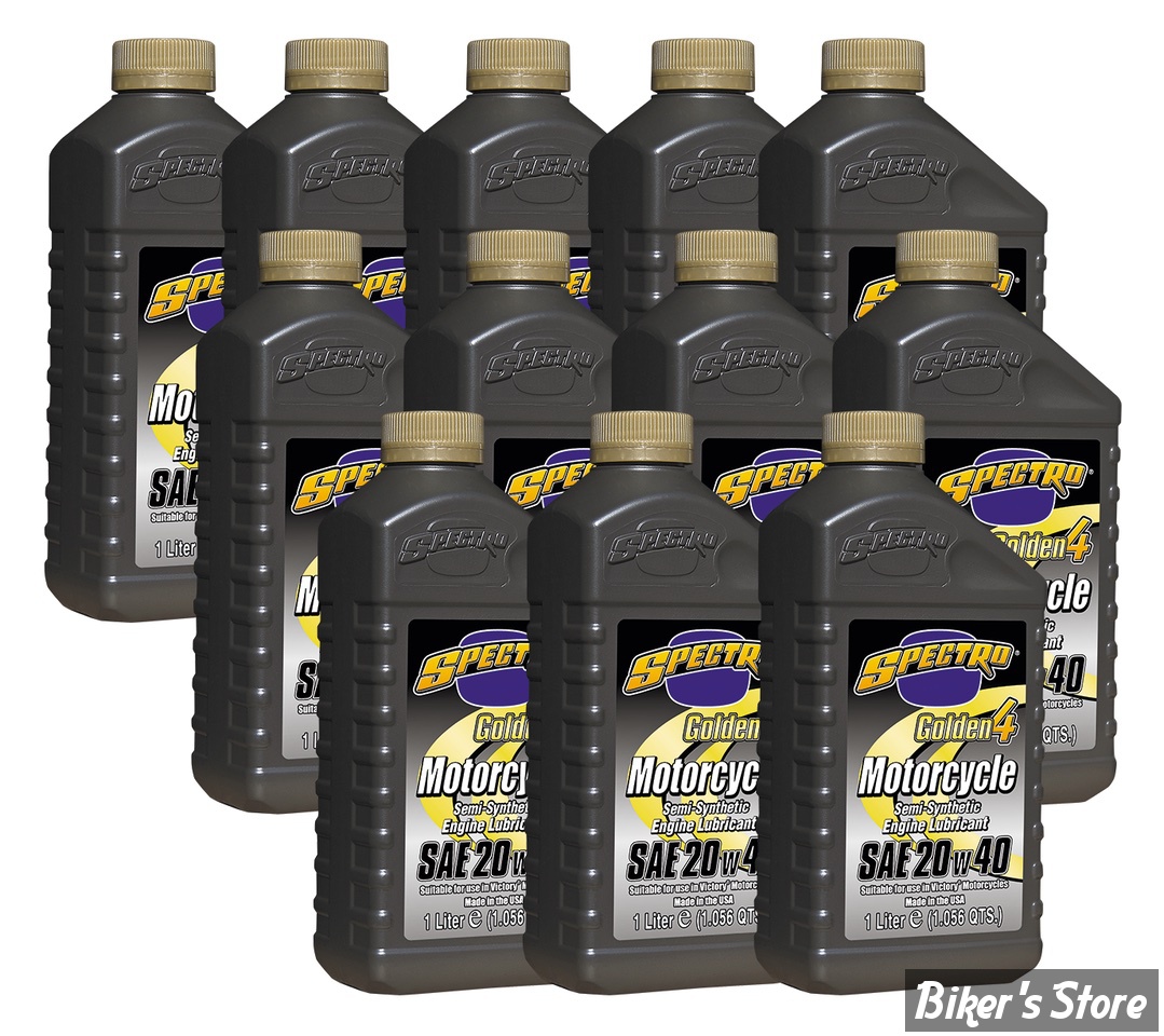 HUILE MOTEUR - 20W40 - SPECTRO - HUILE SEMI-SYNTHETIQUE GOLDEN SAE 20W40 - 12 BIDONS DE 1 LITRE