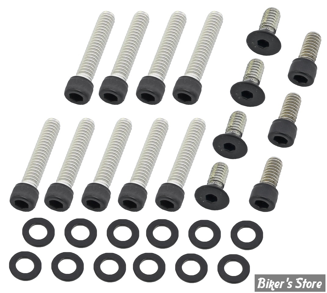 ECLATE I - PIECE N° 70 - KIT VISSERIE DE CARTER PRIMAIRE EXTERNE - BIG TWIN 70/86 BOITE 4 -  SCREWS4BIKES - NOIR MAT