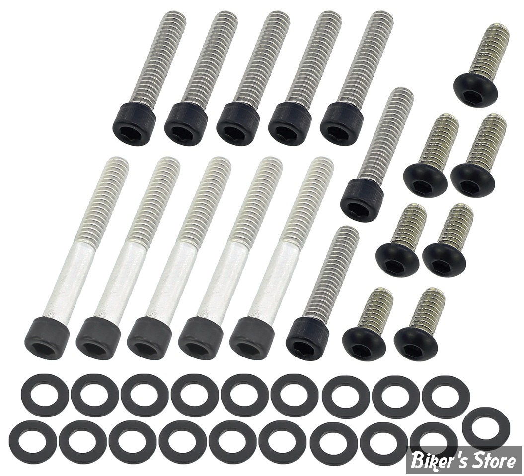 ECLATE I - PIECE N° 70 - KIT VISSERIE DE CARTER PRIMAIRE EXTERNE - SOFTAIL 89/99 / DYNA 91/98 - SCREWS4BIKES - NOIR MAT