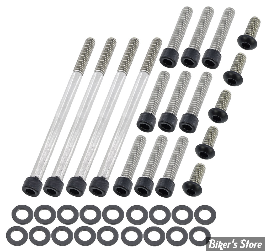 ECLATE I - PIECE N° 70 - KIT VISSERIE DE CARTER PRIMAIRE EXTERNE - SOFTAIL 07/17 / DYNA 06/17 - SCREWS4BIKES - NOIR MAT