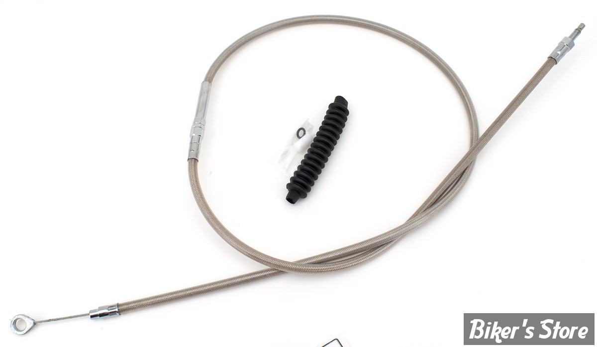 CABLE D'EMBRAYAGE POUR SPORTSTER 86UP - LONGUEUR : 150.00 CM - OEM 38621-86 / A - ZODIAC - TRESSÉ GAINÉ