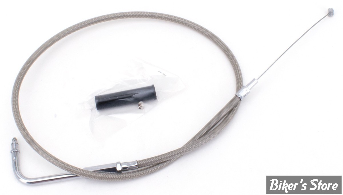 CABLE DE TIRAGE POUR BIGTWIN & SPORTSTER 96UP - LONGUEUR : 84.00CM - OEM 00000-00 - ZODIAC - FINITION : TRESSÉ GAINÉ