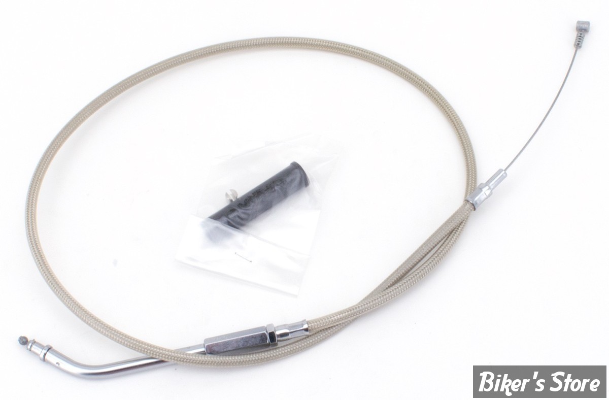 CABLE DE RETOUR POUR BIGTWIN & SPORTSTER 96UP - LONGUEUR : 86 CM - OEM 55786-11 - ZODIAC - FINITION : TRESSÉ GAINÉ