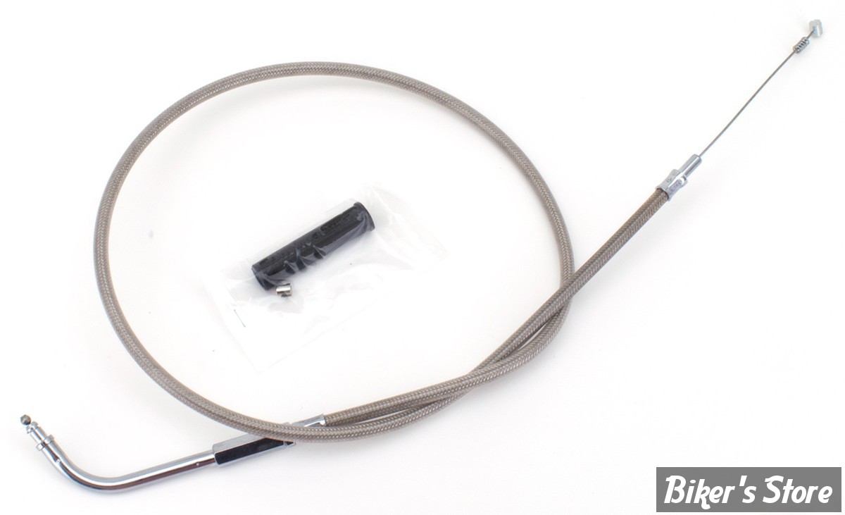 CABLE DE RETOUR POUR BIGTWIN & SPORTSTER 96UP - LONGUEUR : 94 CM - OEM 56305-96 - ZODIAC - FINITION : TRESSÉ GAINÉ