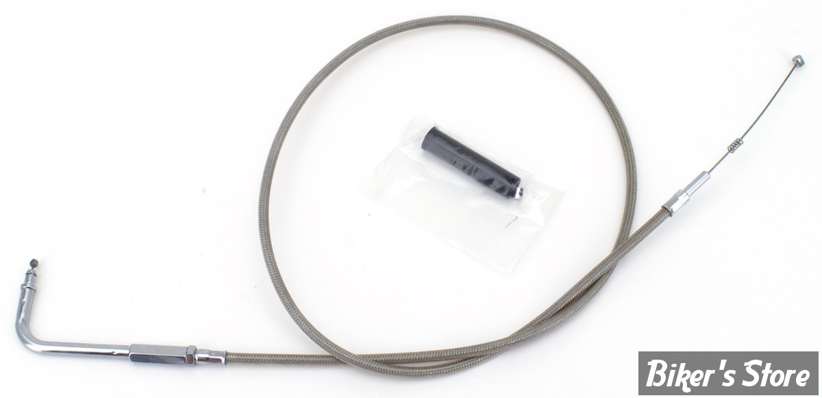 CABLE DE RETOUR POUR BIGTWIN & SPORTSTER 96UP - LONGUEUR :104 CM - OEM 56328-96 - ZODIAC - FINITION : TRESSÉ GAINÉ