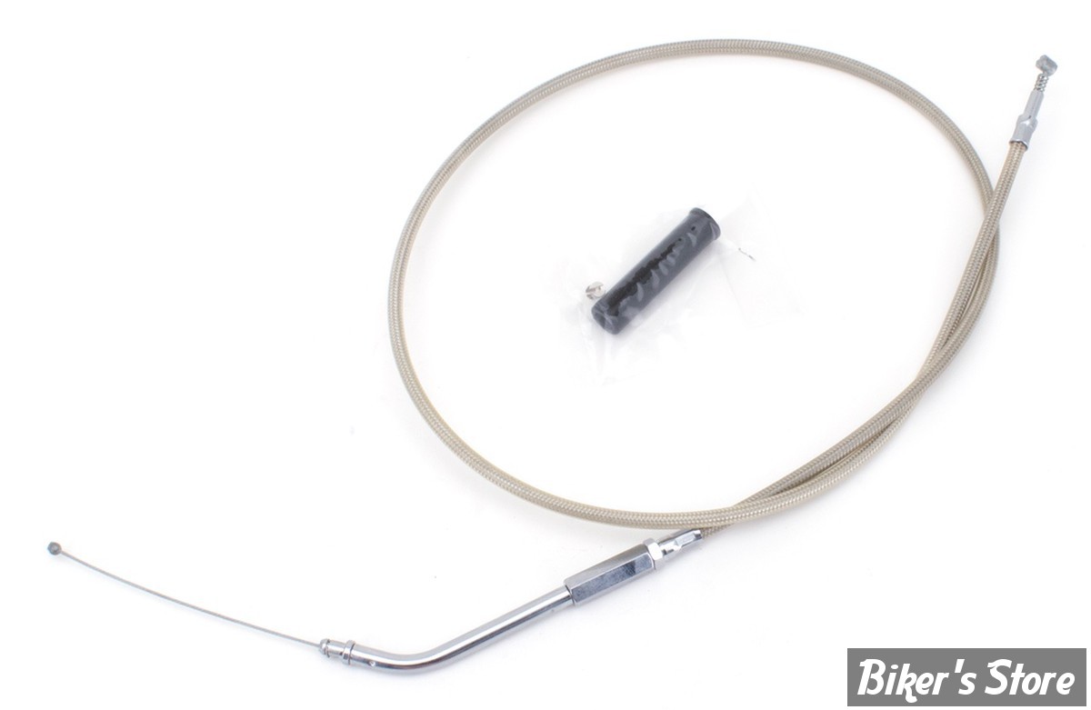 CABLE DE RETOUR POUR BIGTWIN & SPORTSTER 96UP - LONGUEUR :104 CM - OEM 00000-00 - ZODIAC - FINITION : TRESSÉ GAINÉ