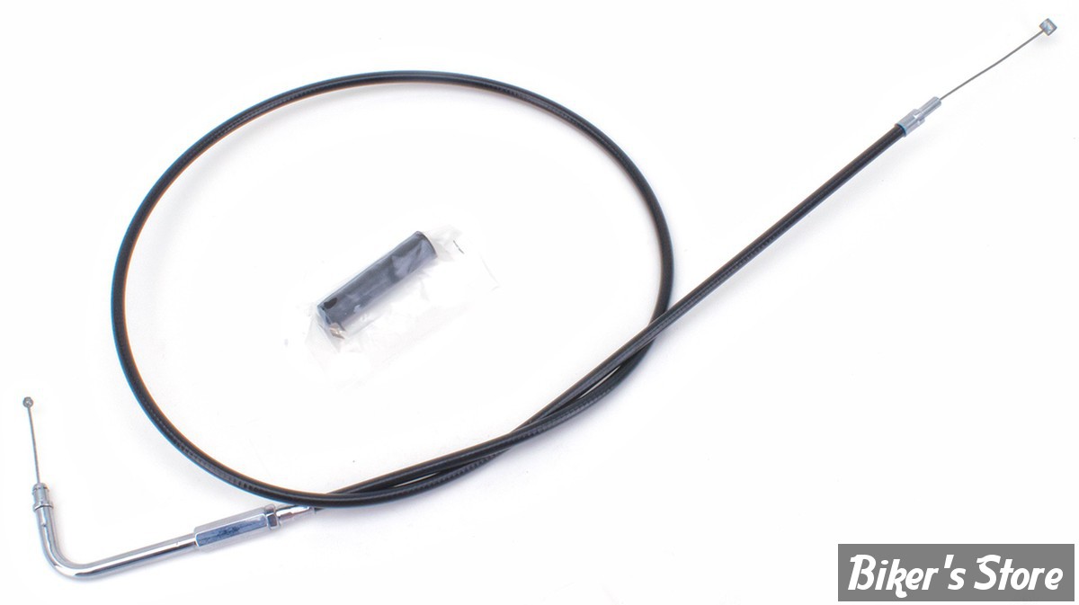 CABLE DE TIRAGE POUR BIGTWIN & SPORTSTER 96UP - LONGUEUR :112.00CM - OEM 56327-96 - ZODIAC - FINITION : NOIR