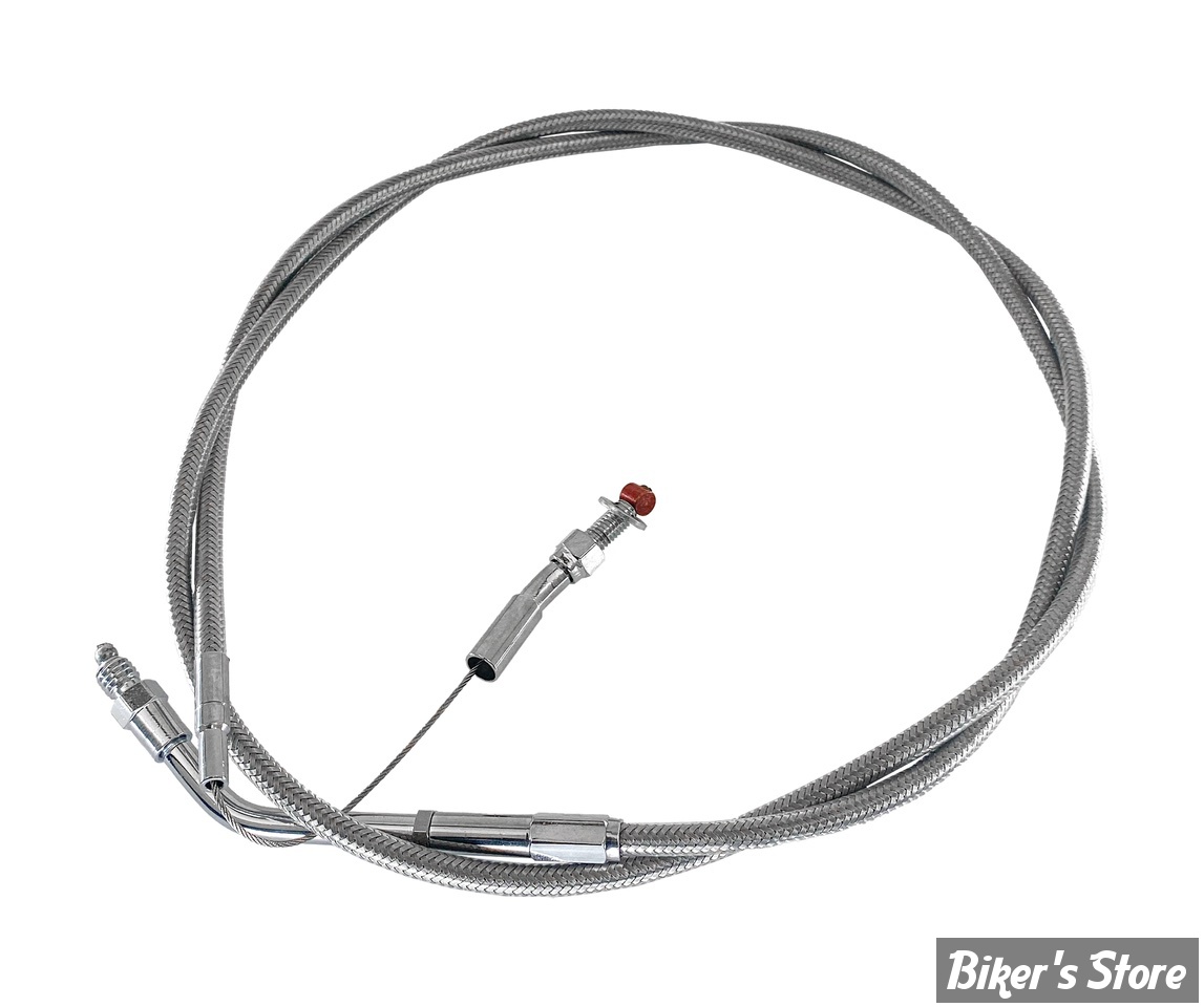 CABLE DE TIRAGE POUR BIGTWIN & SPORTSTER AVEC MIKUNI HS 40 - LONGUEUR :119 CM - BIGTWIN / SPORTSTER 1986/1995 - BARNETT - INOX