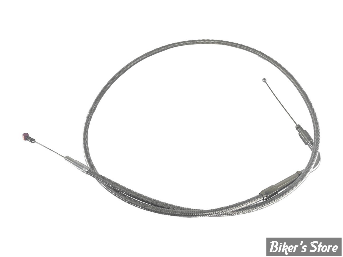 CABLE DE RETOUR POUR BIGTWIN & SPORTSTER AVEC MIKUNI HSR 42/45 - LONGUEUR :100 CM - 1996UP - BARNETT - TRESSÉ GAINÉ