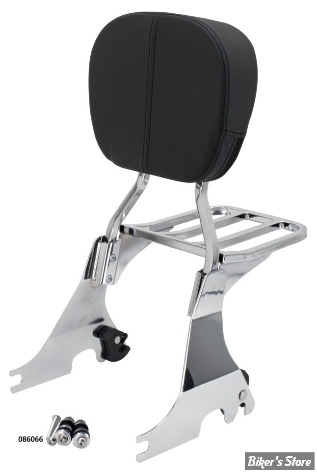  - KIT SISSY BAR DETACHABLE - SHORTY - SPORTSTER 04/22 - OEM plaques latérales OEM 53913-04 / sissy bar 52754-04 / coussin 52348-97/ 52347-97 / porte-bagages 50300030 - CHROME - ZODIAC