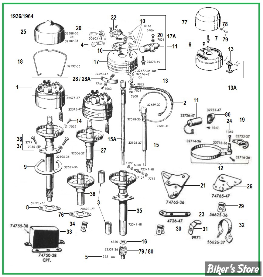  ECLATE R - PIECE N° 00 - ECLATE PIECES DE DISTRIBUTEUR 1936/1964