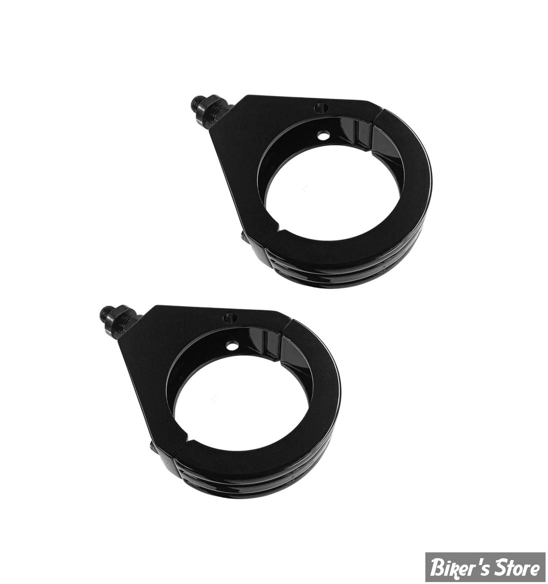 AV / KIT DE DEPLACEMENT DE CLIGNOTANTS AVANT - POUR TUBES DE FOURCHE DE 49MM - ZODIAC - GROOVED - NOIR