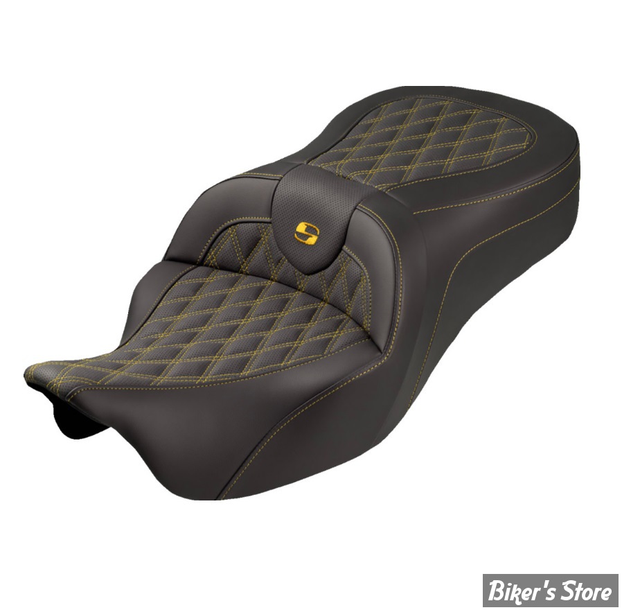 SELLE DUO SADDLEMEN - ROADSOFA KING LATTICE STITCH - TOURING 08/25 - NOIR/COUTURES OR - 808-07B-182S07