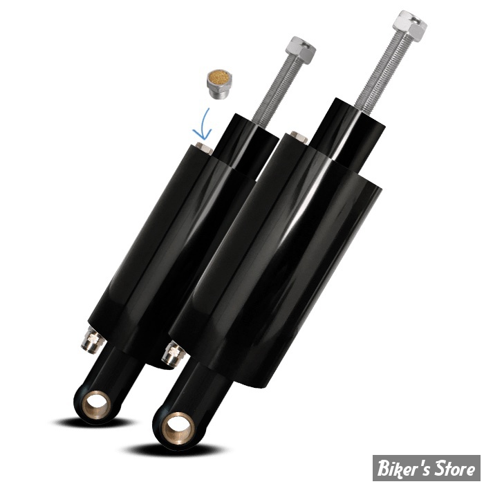 KIT SUSPENSIONS PNEUMATIQUES - PLATINIUM SUSPENSION - Simple Air Ride Kit For Twin Cam / Softail - SOFTAIL 00/17 - FINITION : NOIR BRILLANT - PAS-0000-ST-B