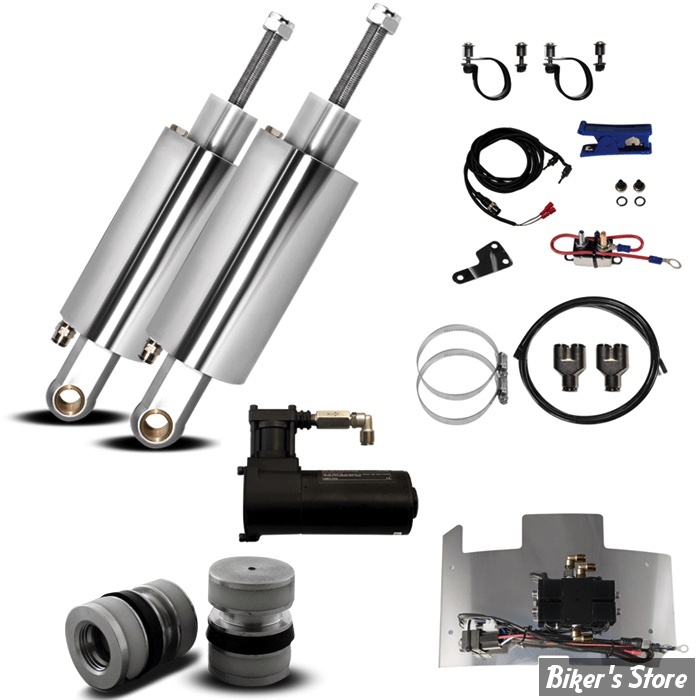 KIT SUSPENSIONS PNEUMATIQUES - PLATINIUM SUSPENSION - Front and Rear Air Ride Kit - SOFTAIL 00/17 - FINITION : POLIE - PAS-0000-TBF+FRTP
