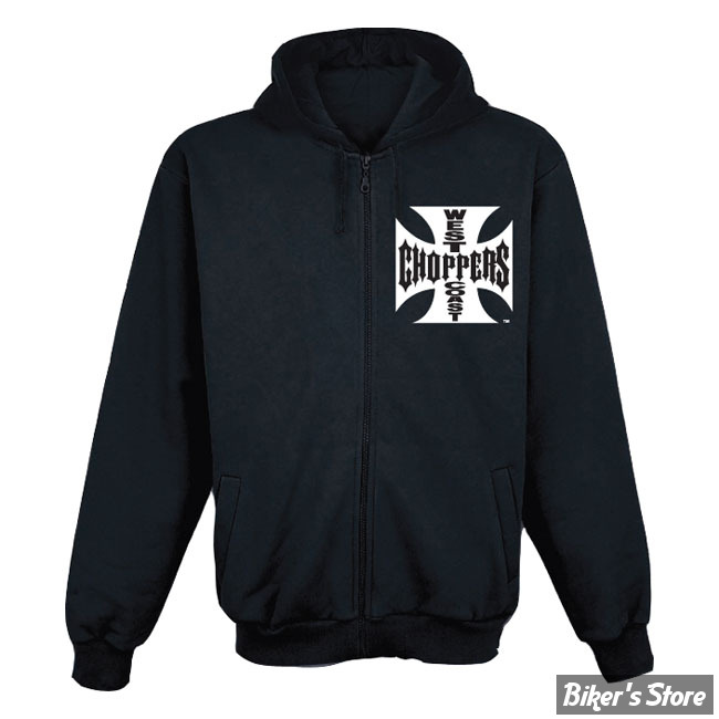 SWEAT SHIRT ZIPPE A CAPUCHE - WEST COAST CHOPPERS - WCC - ORIGINAL ZIPPE - COULEUR : NOIR - TAILLE S